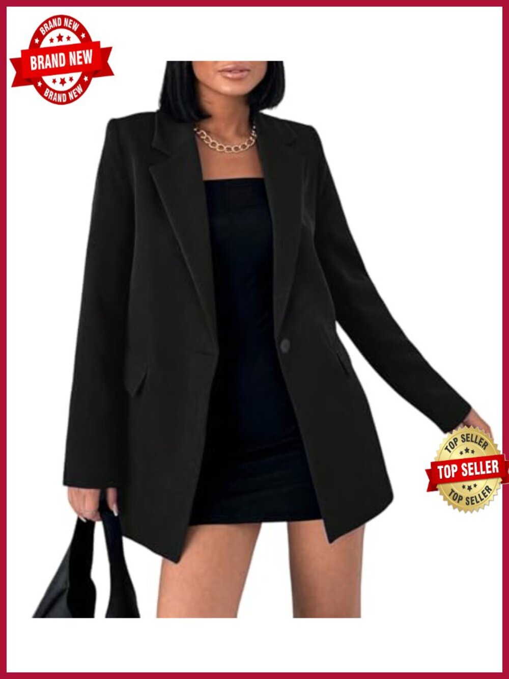 Double-Breasted Loose Fit Notch Lapel Blazer Long Sleeve Business Casual